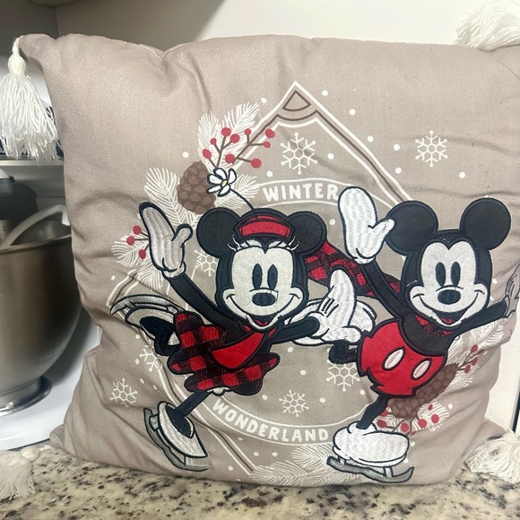 Mickey and Minnie Mouse Winter pillow GUC - Picture 3 of 3